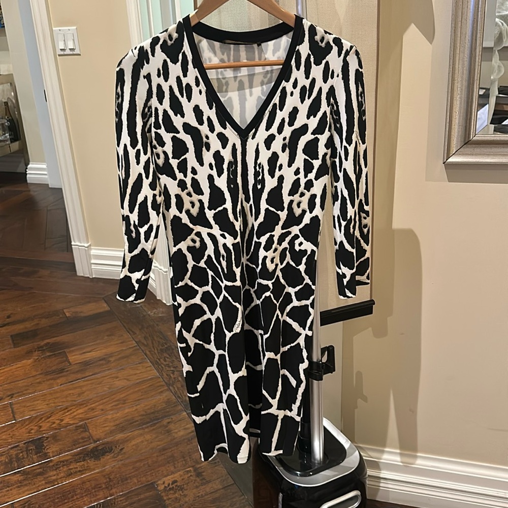 Roberto Cavalli Animal Print V Neck Dress Size 42